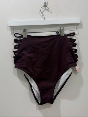 NWT PINK Victoria’s Secret High Waisted Strappy Bikini Bottom Sz Large
